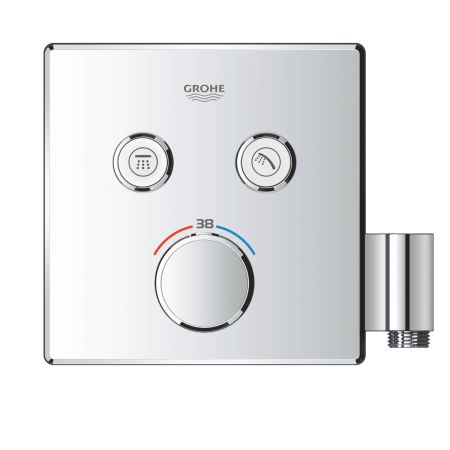 Внешняя часть термостатического смесителя на 2 выхода GROHE Grohtherm SmartControl со встроенным держателем ручного душа, хром (29125000), артикул 29125000
