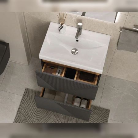 Тумба под раковину напольная Velvex Edge tn.EDG.9696.60.2Y графит, 60 см, артикул tn.EDG.9696.60.2Y графит