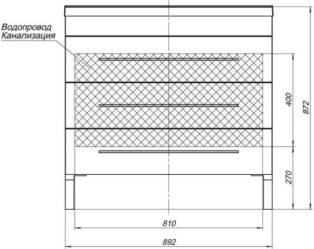 Тумба с раковиной Aquanet Верона 90 белый (напольная 3 ящика), артикул 00287674