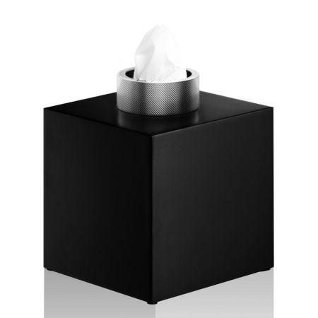 Decor Walther Club Салфетница 15x13x13см., настольная, цвет: черный матовый/хром, артикул 0858660