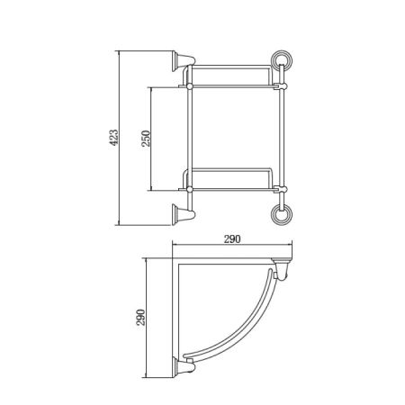 Полка стеклянная угловая FASHUN A1507-2, хром, артикул A1507-2