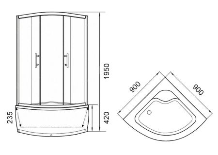Уголок Z900 душевой PARLY с поддоном, артикул Z900