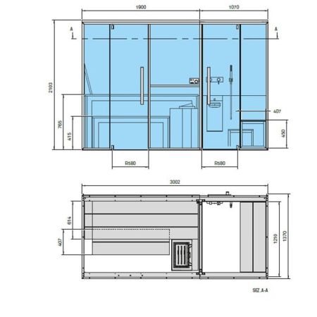 Effegibi Logica Filo Сауна&Хаммам 300x137h211см, пристенная, цвет: Stone, артикул LO 71 03 0001