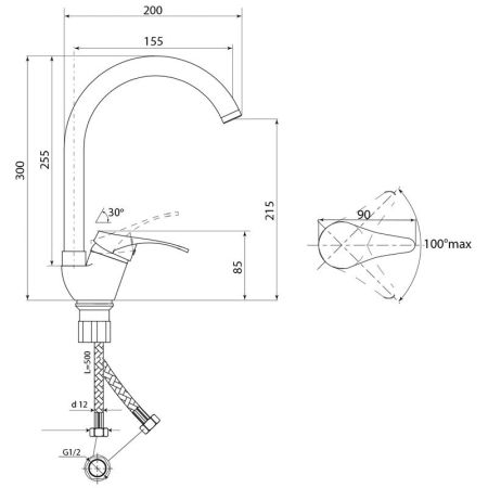 Смеситель для кухни Славен СЛ-ОД-П22, хром