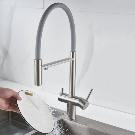 Смеситель для кухни с подключением фильтра Shevanik S178L, сатин