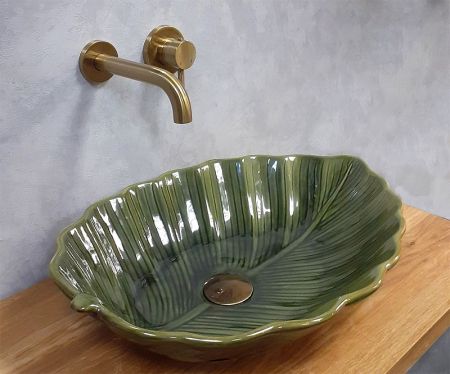 Раковина-чаша Bronze de Luxe Leaf 55 2430 Зеленый глянец