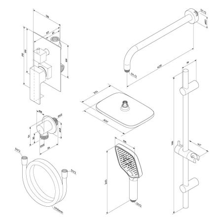 953530000 Gala встраиваемая душевая система с душевым смесителем и штангой, хром