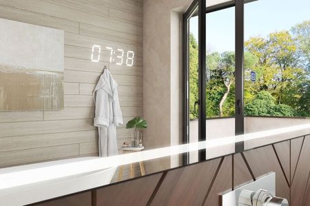 Зеркало Vigo Eva Luxe 80 с подсветкой и часами Хром