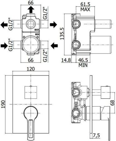 Смеситель для душа Paffoni Ringo RIN019CR (с внутренней частью), артикул RIN019CR