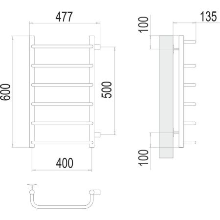 Полотенцесушитель водяной (боковое подключение) Terminus Стандарт П6 40х60, артикул 4670078530325