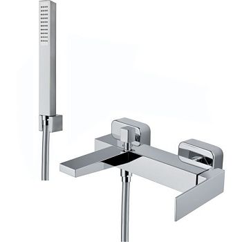 Fiore Kube, однорычажный смеситель для ванны с набором для душа, цвет золото