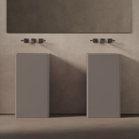 Раковина, DEA Design, Pedestal Basin, ширина, мм-450, глубина, мм-450, высота, мм-900, тип установки-напольный, отверстия для смесителя-отсутствуют, без перелива, материал-Solid surface, цвет-Grey Brown, артикул DD2017 450 6