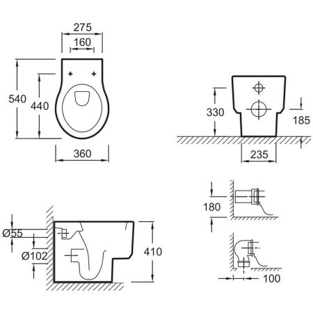 E4772-00 унитаз FORMILIA приставной /54х36/ (бел) СНЯТО С ПР-ВА, артикул E4772-00