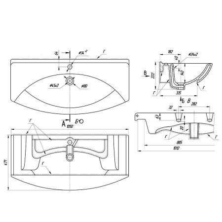 Умывальник Лагуна 105, артикул 191683