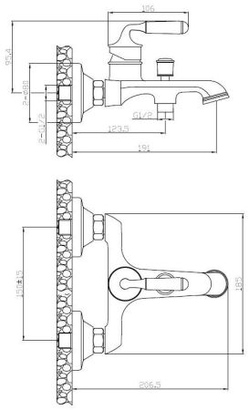 Смеситель Prague для ванны, с акс., артикул: PG 54, артикул PG 54