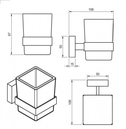 Стакан подвесной CEZARES PRIZMA-TUMS, артикул PRIZMA-TUMS-NOP