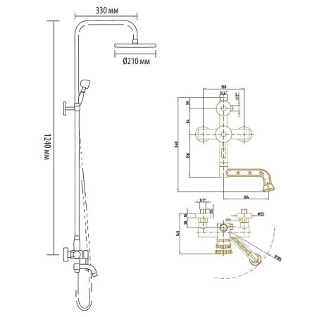 Душевая система Bronze de Luxe Windsor 10120PF/1 Бронза