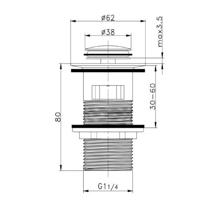 Донный клапан для раковины Raglo R600.05.06, черный