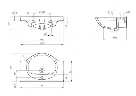 Раковина Cersanit Erica 80