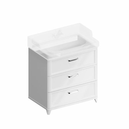 Kerama Marazzi Тумба POMPEI напольная с 3 ящиками 80, белая глянцевая, артикул PO.N.80.3\WHT