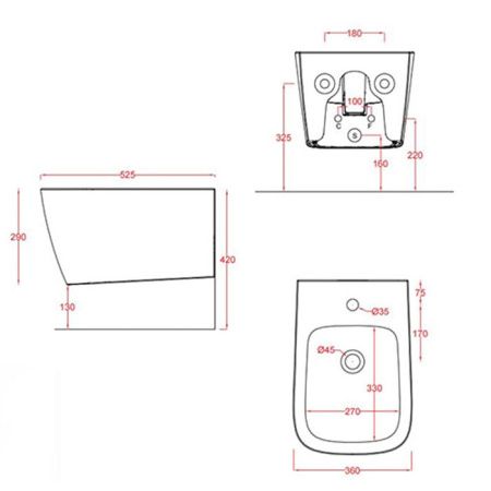 Artceram A16 Биде подвесное 52,5х36см, 1 отв под смеситель, цвет: черный матовый