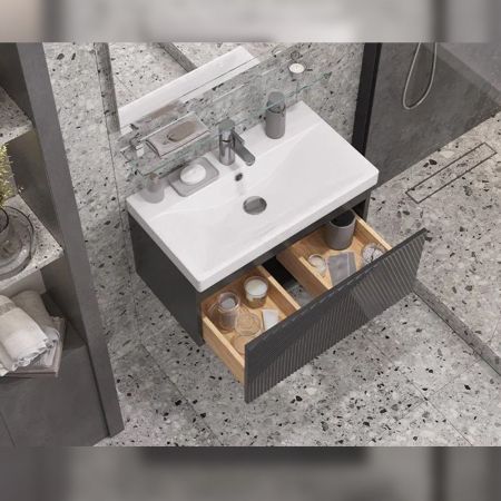 Тумба под раковину подвесная Velvex Edge tp.EDG.9696.70.1Y графит, 70 см, артикул tp.EDG.9696.70.1Y графит