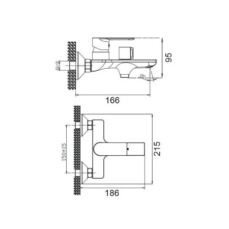 Смеситель для ванны BELZ B60678, хром