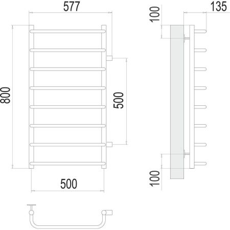 Полотенцесушитель водяной (боковое подключение) Terminus Стандарт П8 50х80, артикул 4670078530387