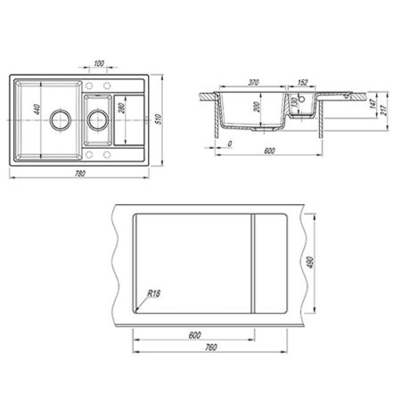 Кухонная мойка Florentina ЛИПСИ 20.250.D0780.202, шампань, артикул 20.250.D0780.202
