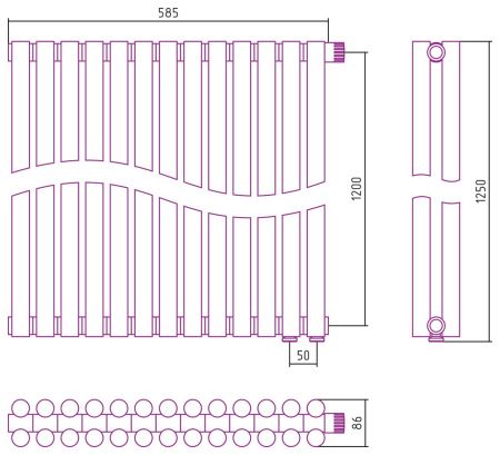 Отопительный радиатор ЭСТЕТ-11 н/ж EU50 1200х585 / 13 сек (Состаренная ЛАТУНЬ)