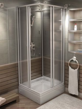 Душевой уголок Bas Аполло 90x90 профиль Белый стекло Грейп, артикул 