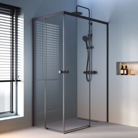 W94G-403-12080-BТ Душевое ограждение X-Joy Square Slide 120х80, черный, прозрачное, артикул W94G-403-12080-BТ