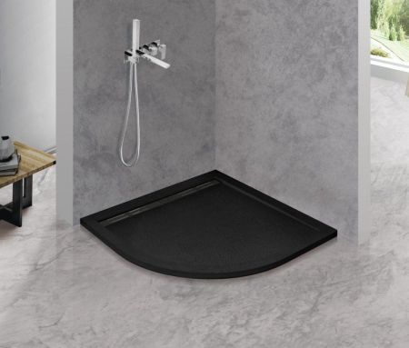 TRAY-AS-R-90-30-NERO Поддон из искусственного мрамора, чёрный матовый, артикул TRAY-AS-R-90-30-NERO