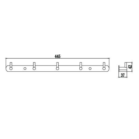 Планка с крючками Savol S-007215, хром, артикул S-007215