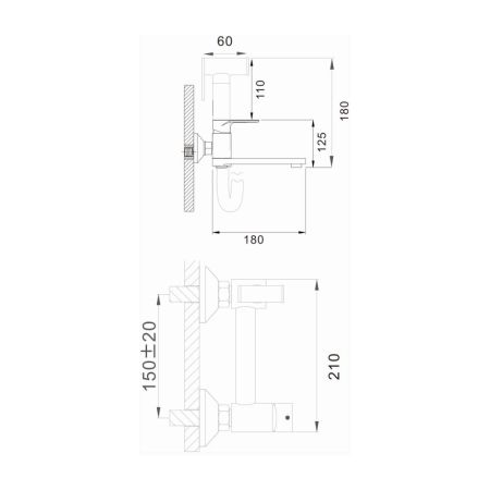 Гигиенический душ со смесителем и изливом D-Lin D181201-A, черный