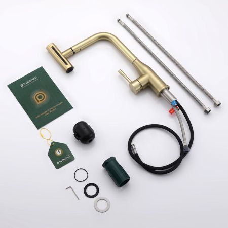 Смеситель для кухни с мультифункциональным изливом Splenka S206.49.03, золотой сатин