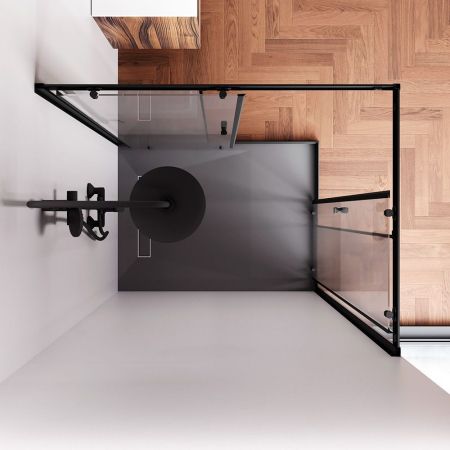 W87G-403-12090-BT Sunny душ огражд прямоугольн, раздвижн двери 120x90 черный,стекло прозрачн