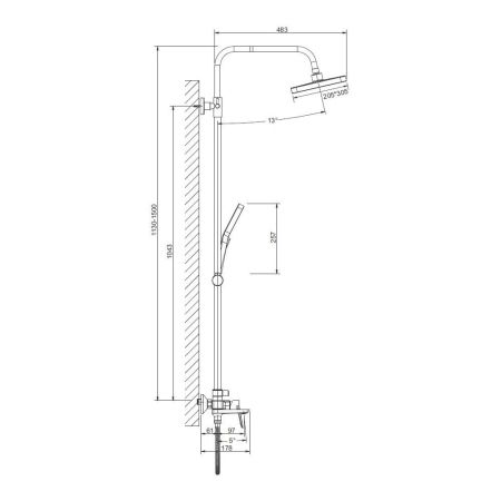 Душевая система BELZ B24715-5, брашированное золото