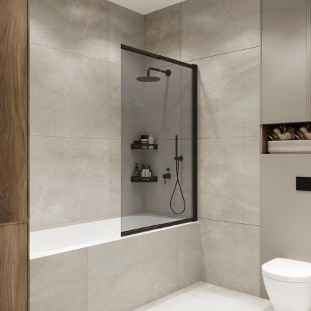 Шторка на ванну слайдер Terminus Ното 150х90 тонированная, черный, артикул 1CS150х90BT