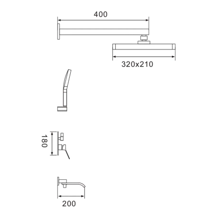 Душевая система встраиваемая Shevanik S4035, хром, артикул S4035