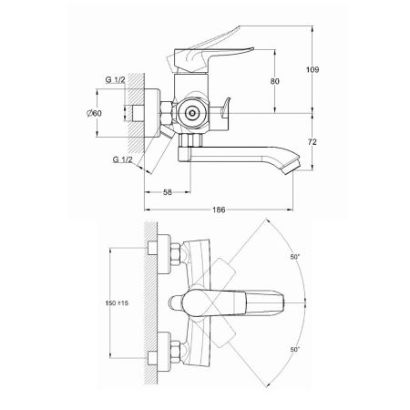 Смеситель для ванны G.Lauf GOB3-A134, хром