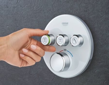 Внешняя часть термостатического смесителя на 3 выхода GROHE Grohtherm SmartControl, белая луна (29904LS0), артикул 29904LS0
