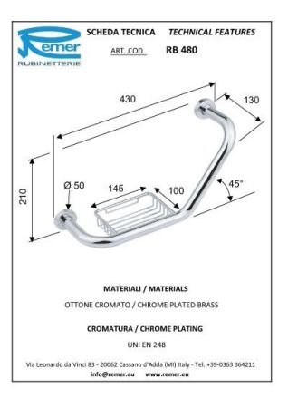 Acces Поручень д/ванной RR RB480, артикул RB480CR