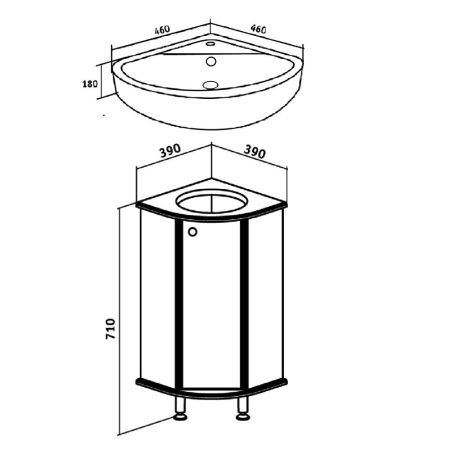Тумба Runo Браво 40 угловая под умывальник 00000000948 (Элегия) (00000000947), артикул 00000000947