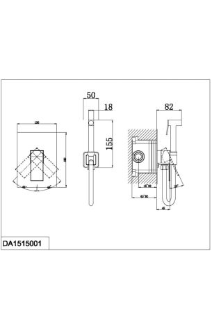 Смеситель D&K для душа с гигиеническим душем встраиваемый Bayern.Liszt (DA1515001), артикул DA1515001