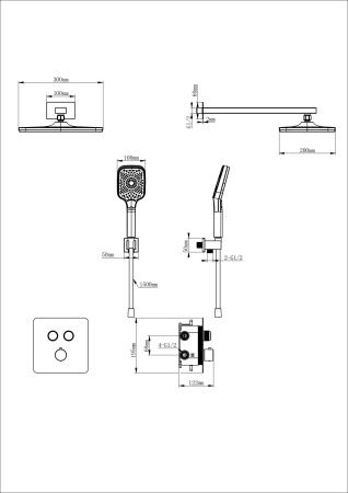 Душевая система с термостатом встраиваемая WONZON & WOGHAND, Хром (WW-B4003-CR)