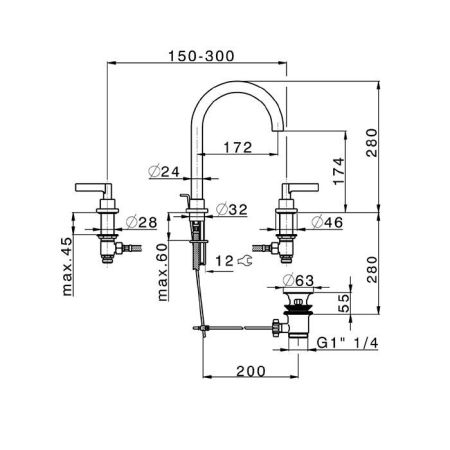 CISAL Grace Смеситель для раковины на 3 отв, с донным клапаном, цвет OroSpazzolato, артикул GL0010602W