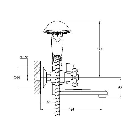 Смеситель для ванны G.Lauf QML3-A827, хром
