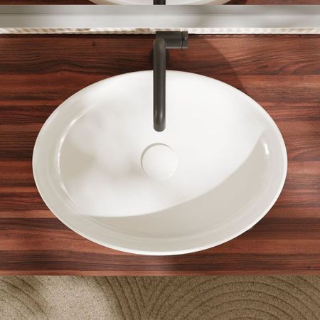 Раковина, Hansgrohe, Xuniva D, ширина, мм-550, глубина, мм-400, высота, мм-130, тип установки-накладной (настольный), отверстия для смесителя-отсутствуют, без перелива, материал-керамика, крепления в комплекте, цвет-белый, артикул 60165450