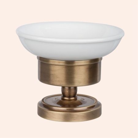 TW Bristol 160, настольная мыльница, керамическая (белый), цвет держателя: бронза, артикул TWBR160br